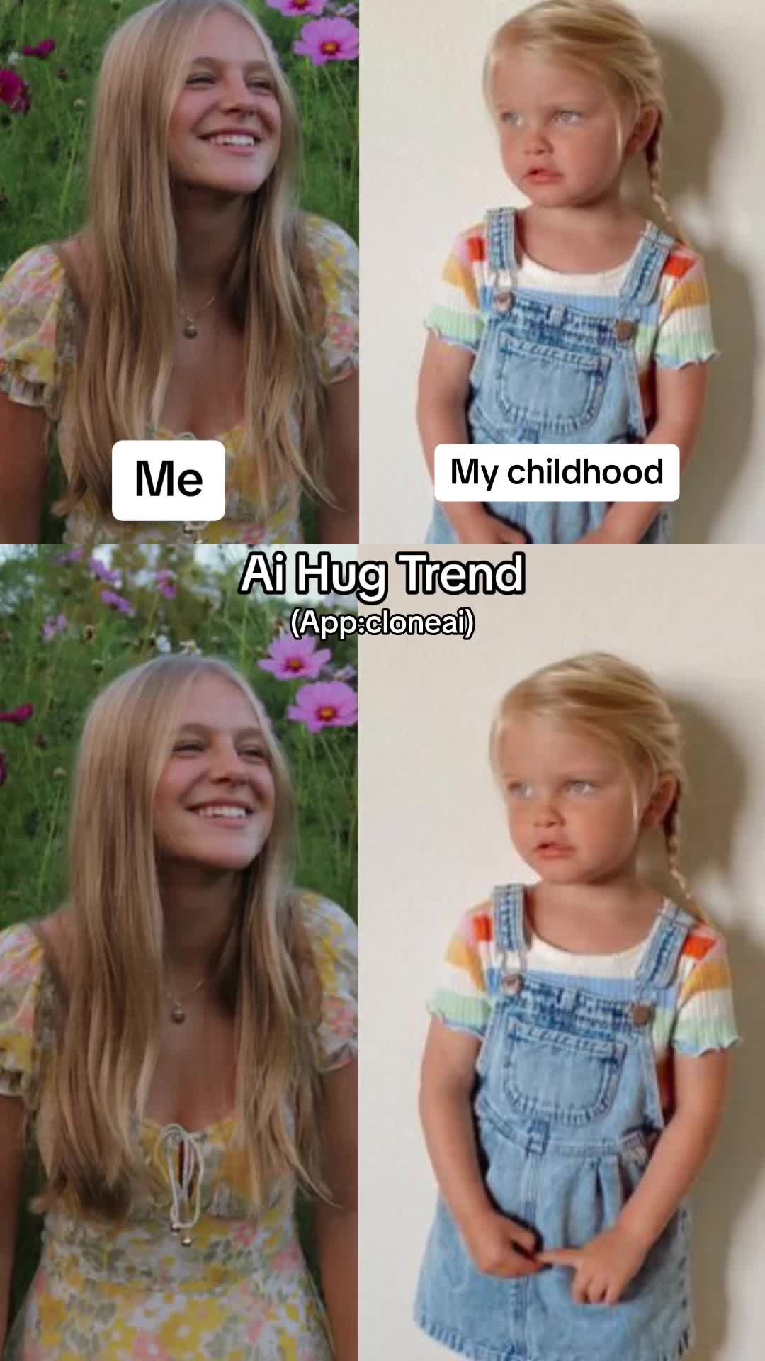 Me My childhood Ai Hug Trend (App:cloneai)
