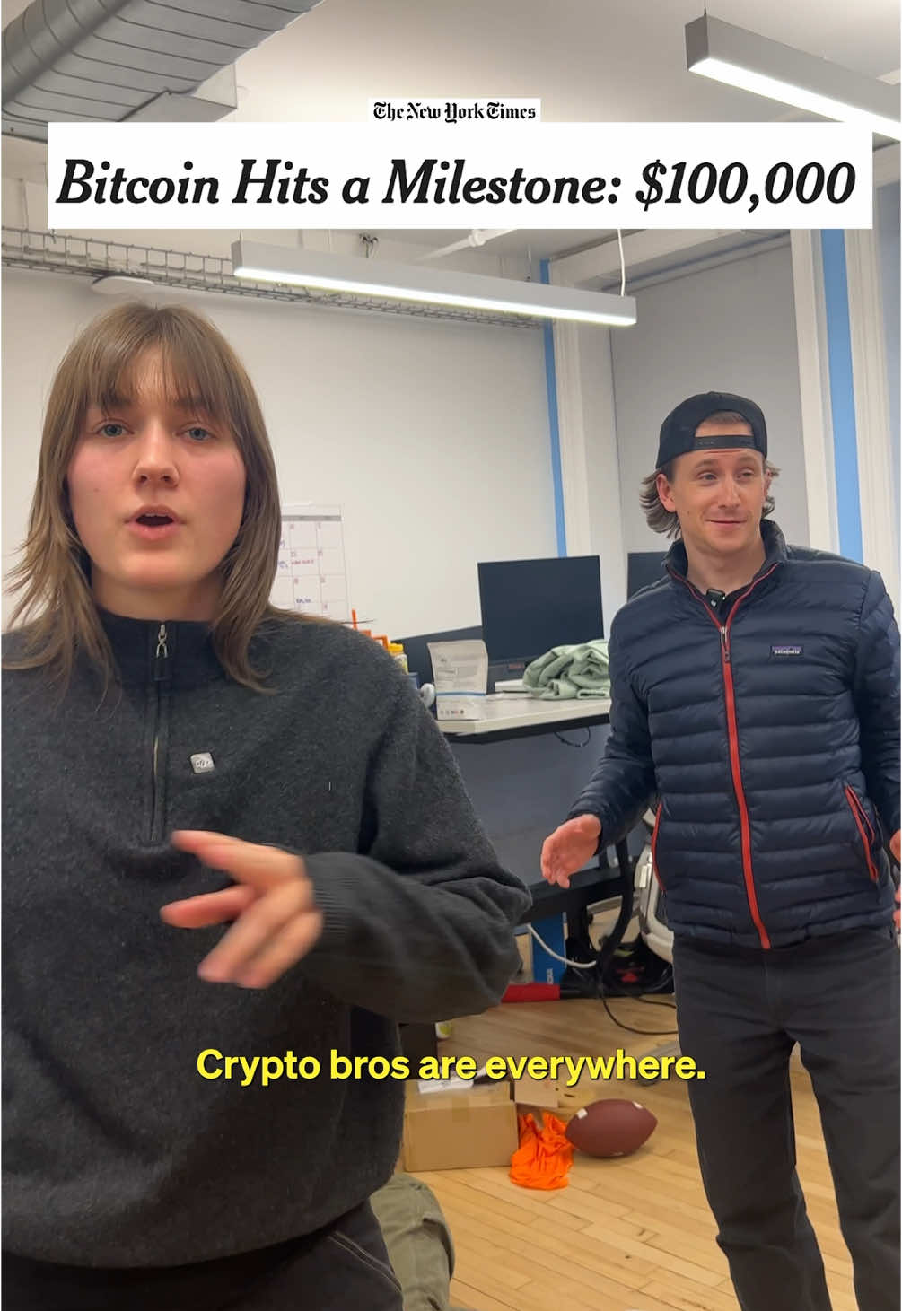 The New York Times Bitcoin Hits a Milestone: $100,000 Crypto bros are everywhere.