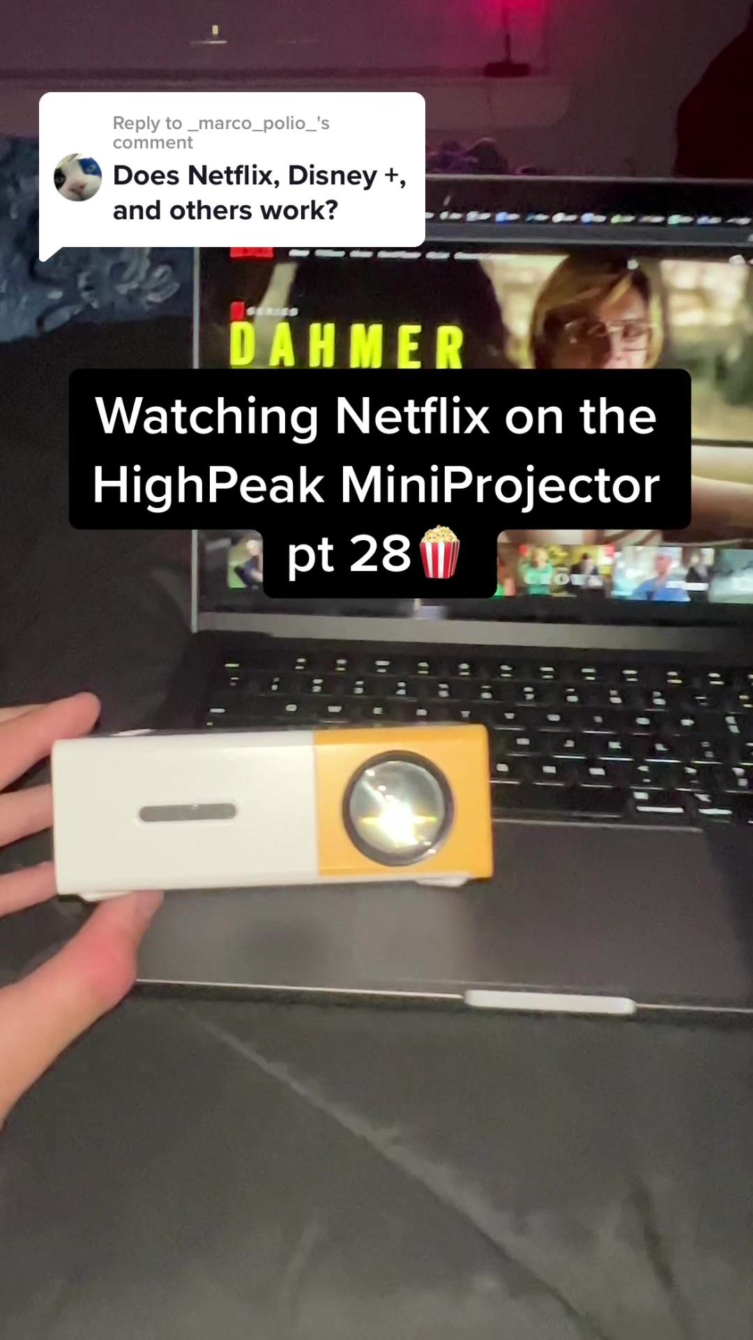 Watching Netflix on the HighPeak MiniProjector pt 28🍿