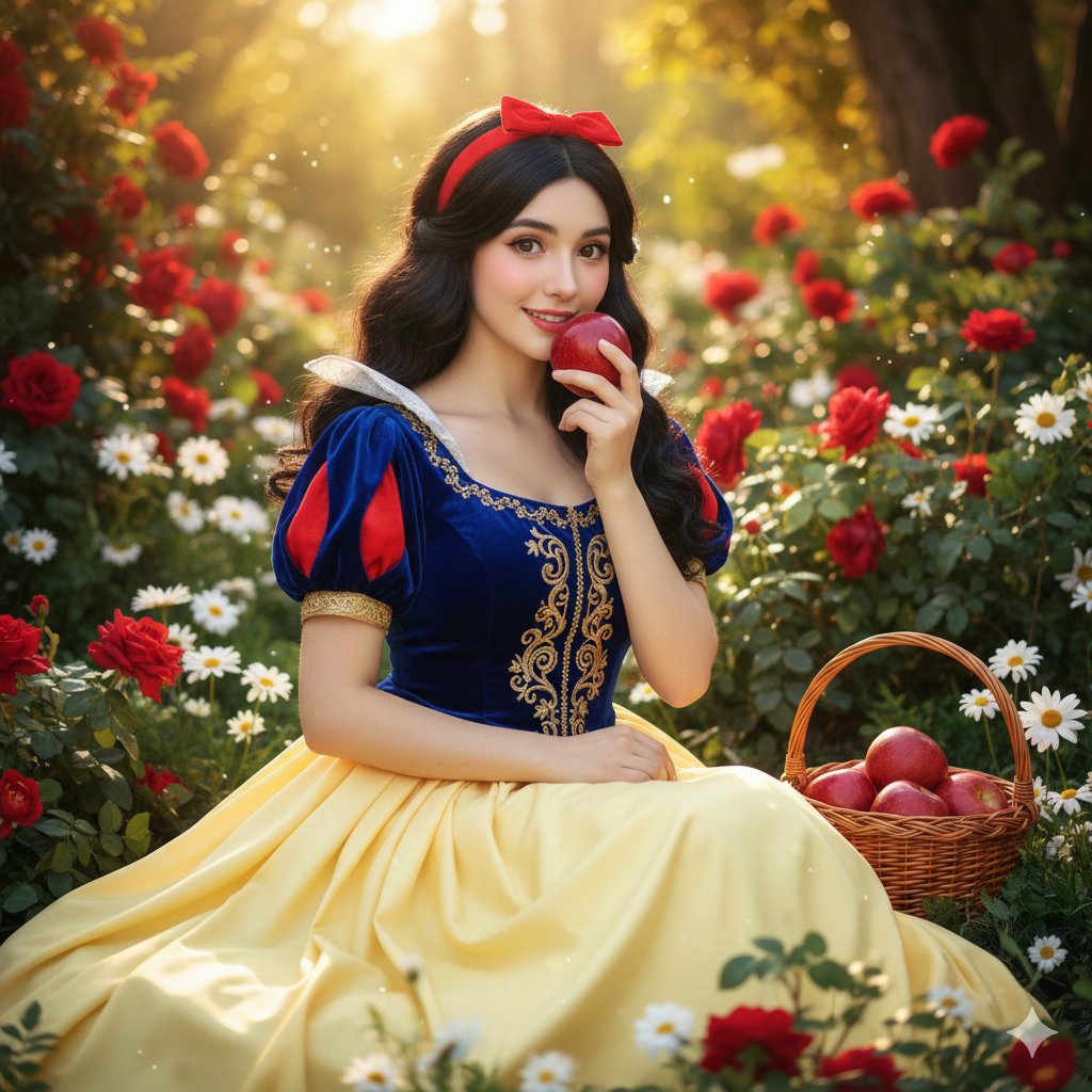 A hyper-realistic 8K fairytale portrait of a young woman dre