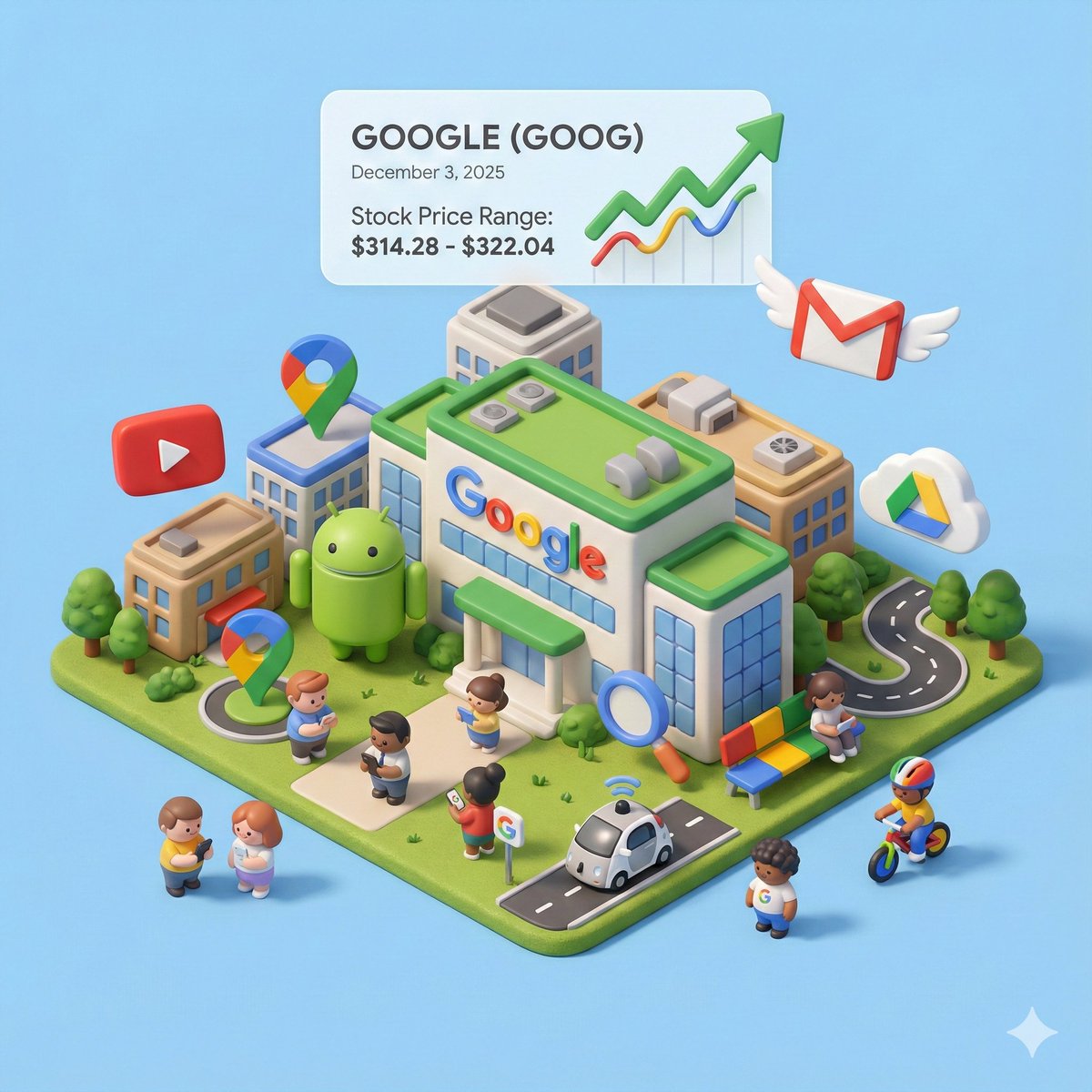 Google (GOOG) Stock Price & Tech City 3D Render