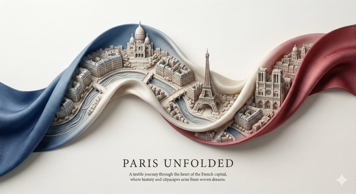 Paris Unfolded: 3D Miniature Cityscape on French Flag
