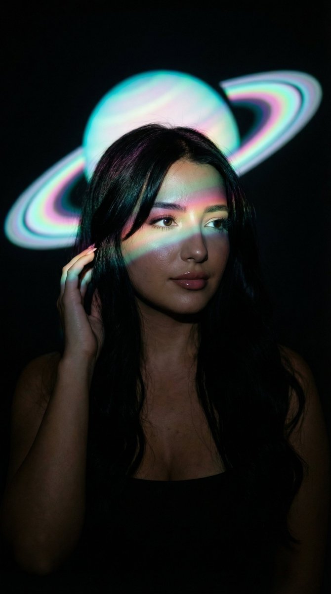 Product Marketing - Low-Key Saturn Projection Portrait