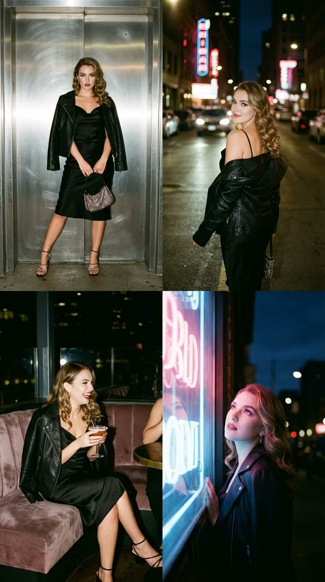 Scene_Descriptiona Cohesive 4-Panel Fashion Lifestyle Collage Featuring The