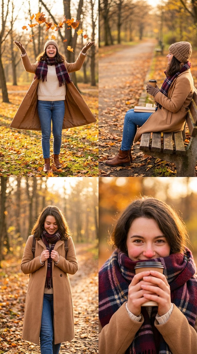 Scene_Descriptiona Cohesive 4-Panel Fashion Lifestyle Collage Featuring The