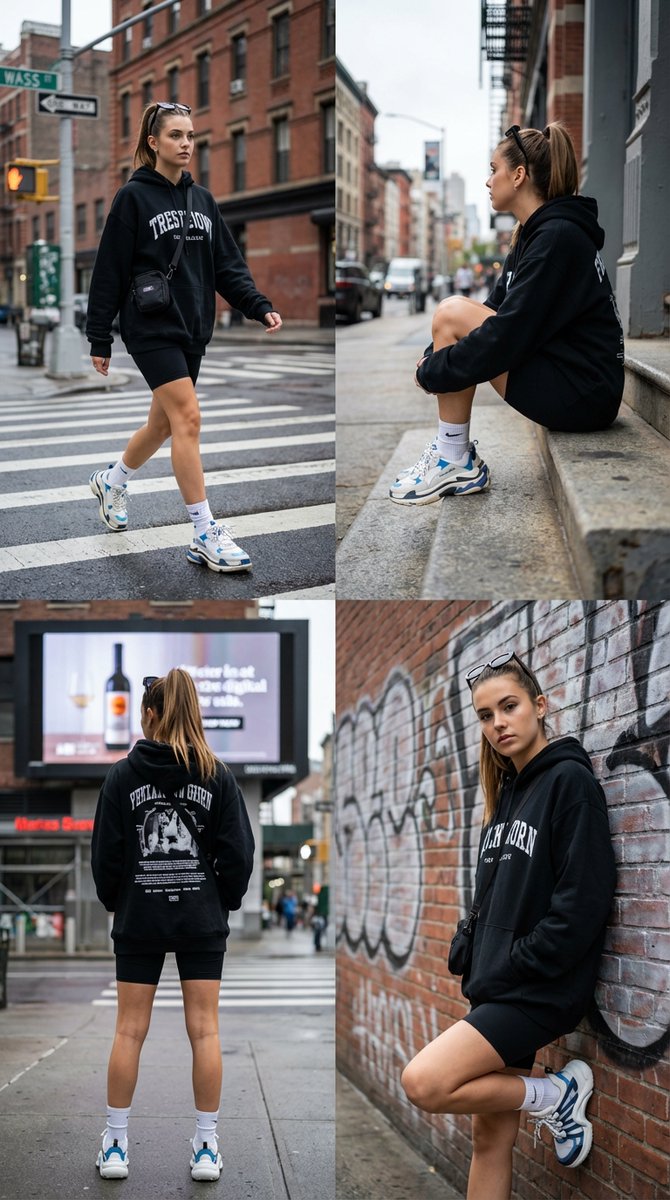 Scene_Descriptiona Cohesive 4-Panel Fashion Lifestyle Collage Featuring The