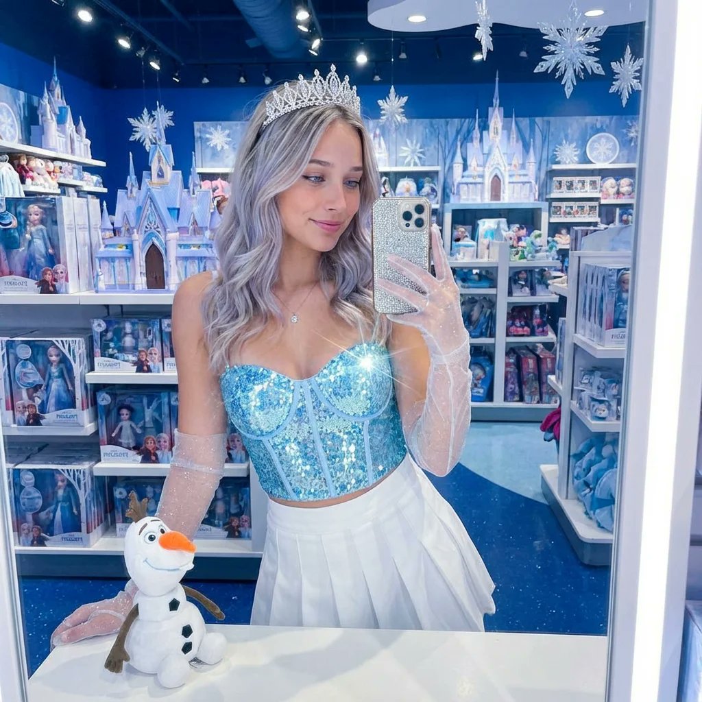 Scene_Descriptiona Dazzling, Icy-Themed Mirror Selfie Of A Stylish