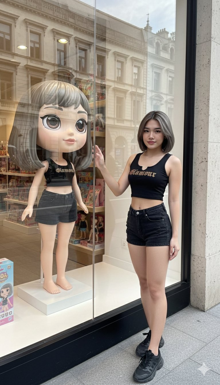 Shop Window Cartoon Reflection