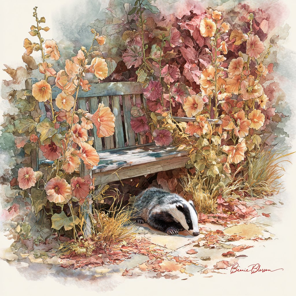 Small garden bench nestled among tall