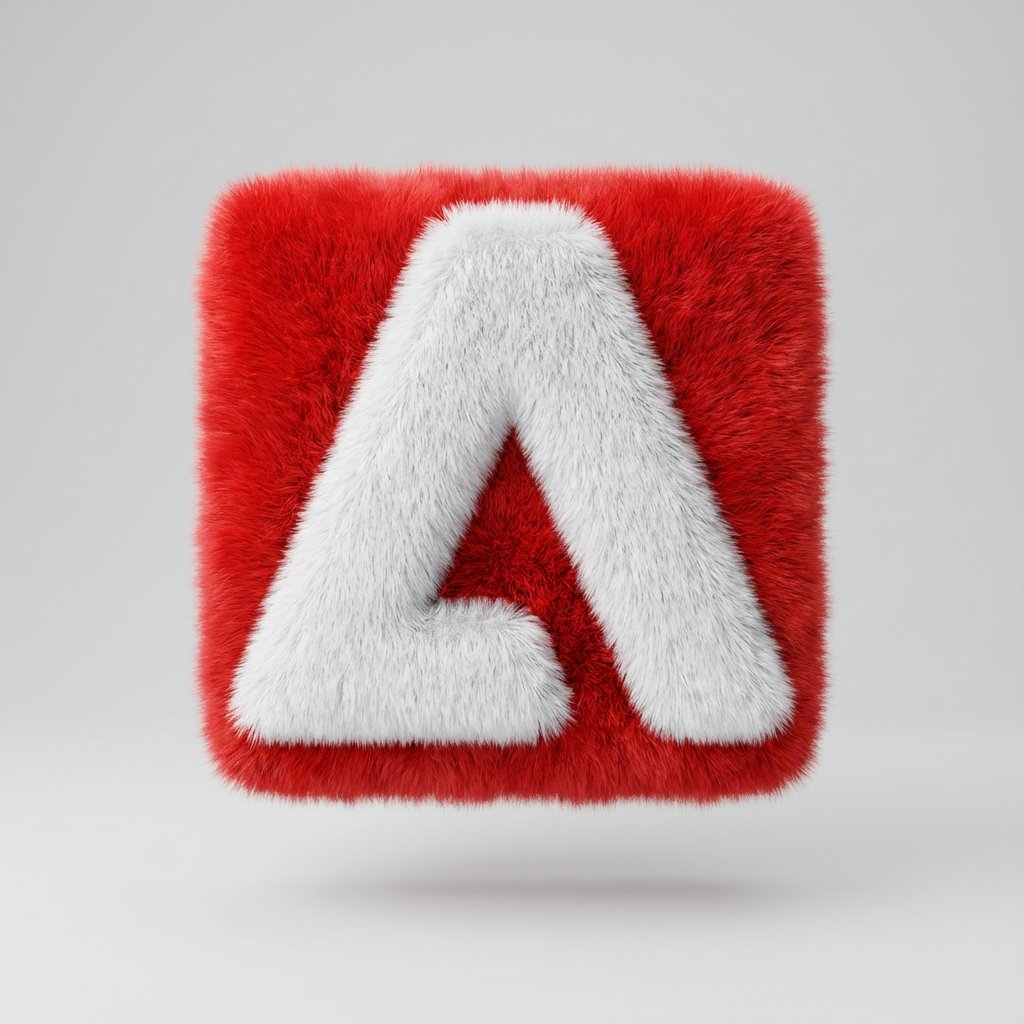 Transform a simple flat vector logo into a soft, 3D fluffy object.