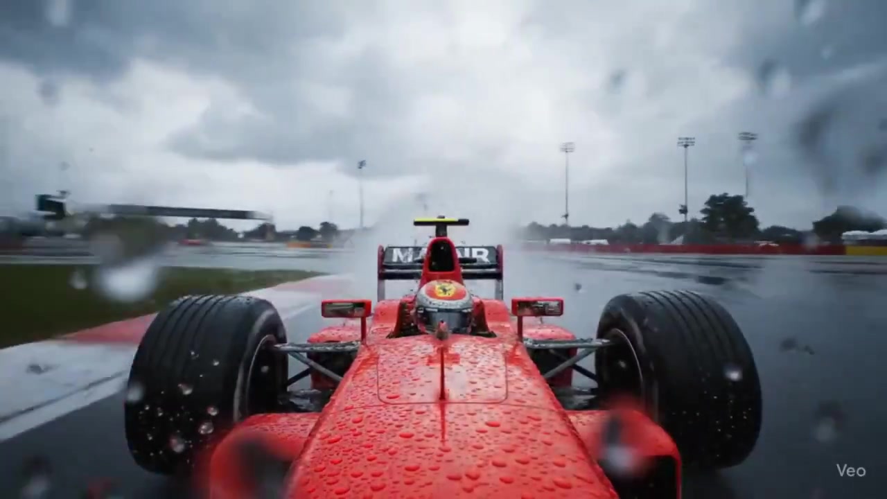 Racing Red: Heart-Pounding F1 Action in the Rain
